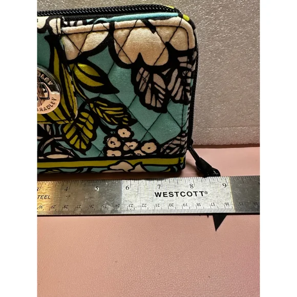 Vera Bradley One Size Teal Green Floral Quilted Wallet - Picture 12 of 12